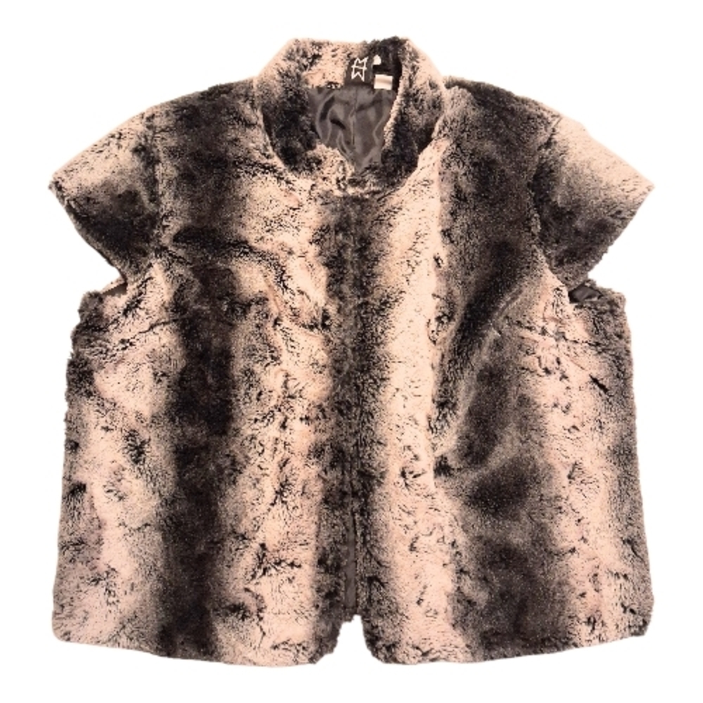 Marc Bouwer Black and Cream Faux Fur Vest